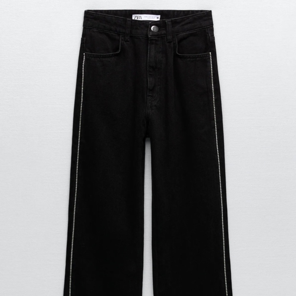 Zara Z1975 SIDE JEWEL STRAIGHT FULL LENGTH JEANS